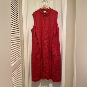 J. Jill Love Linen Tie-Front Red Dress